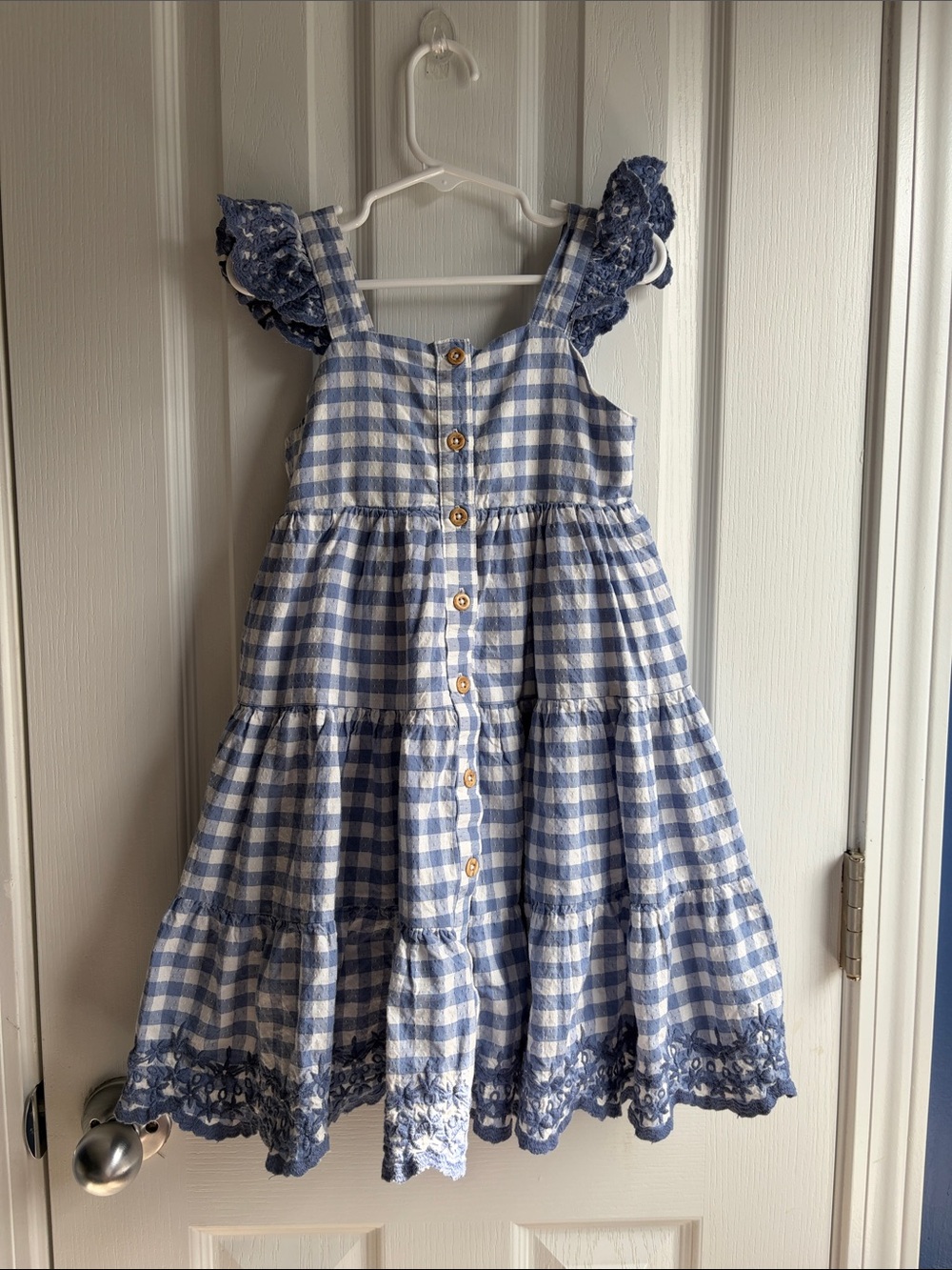 SHABBY CHIC Blue Gingham Ruffle Trim Dress Toddlers Girls Size 4T